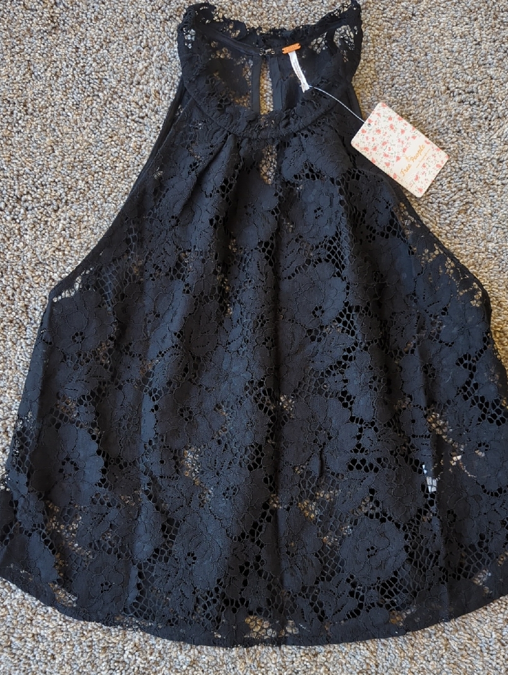 Free People Lace Tank Top - Black S